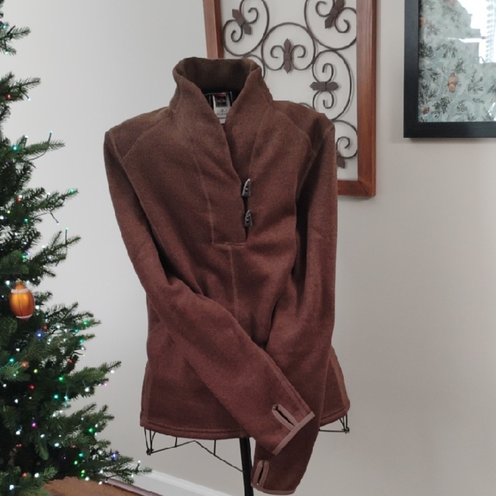 North Face Women's Crescent Ridge Shawl Collar Fleece Pullover Brown Large NWT - Picture 1 of 10